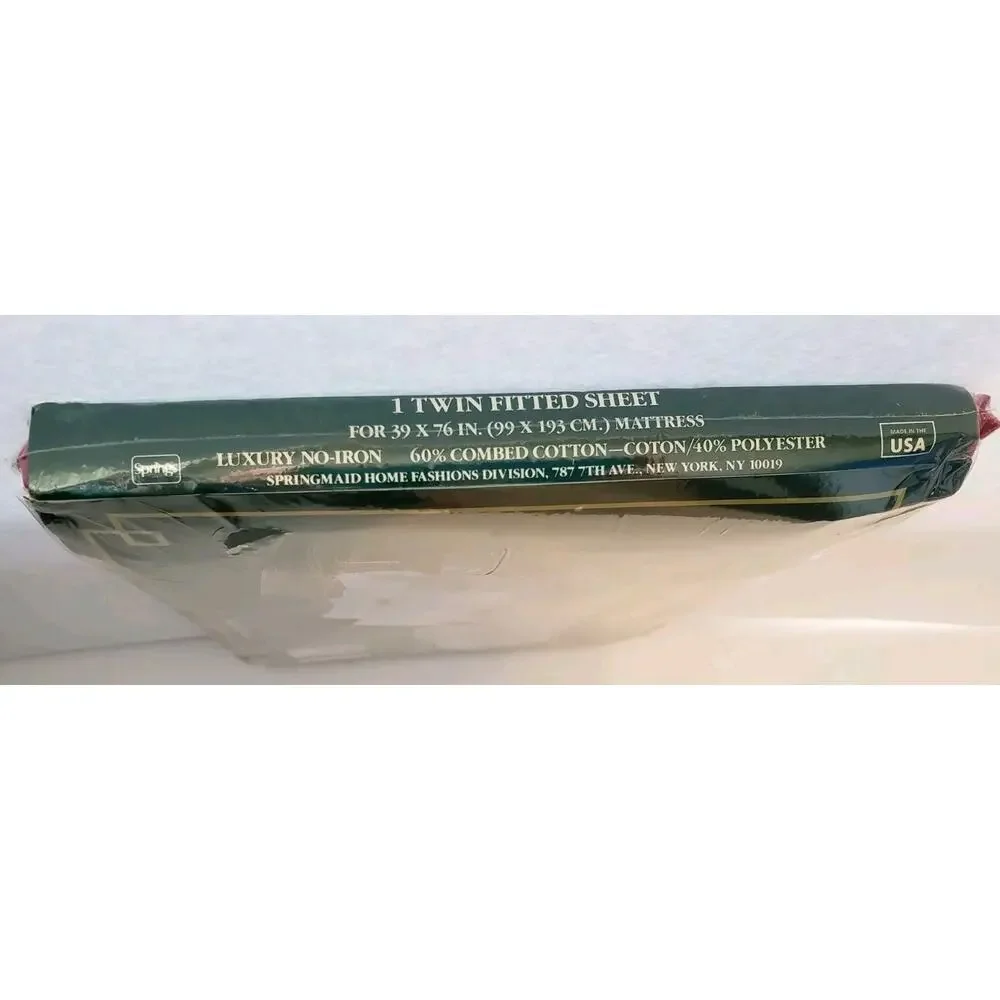VTG NEW Bill Blass‎ for Springmaid Twin Fitted Sheet 200 Thread Claret Percale